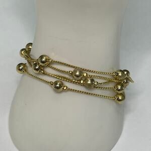 Anne Klein gold tone bracelet signed costume jewelry multi strand classic preppy